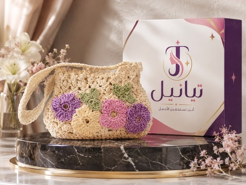 حقيبة عاجية بزهور لافندر
