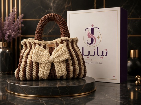 حقيبة موكا بفيونكة كريمية